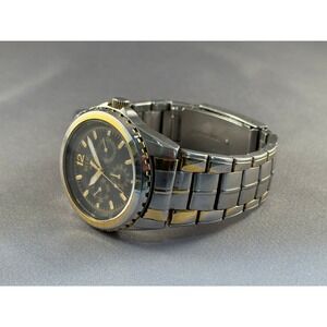 Relic Two Tone Stainless Steel Chronograph Watch Gold Black Dial Water Resistant